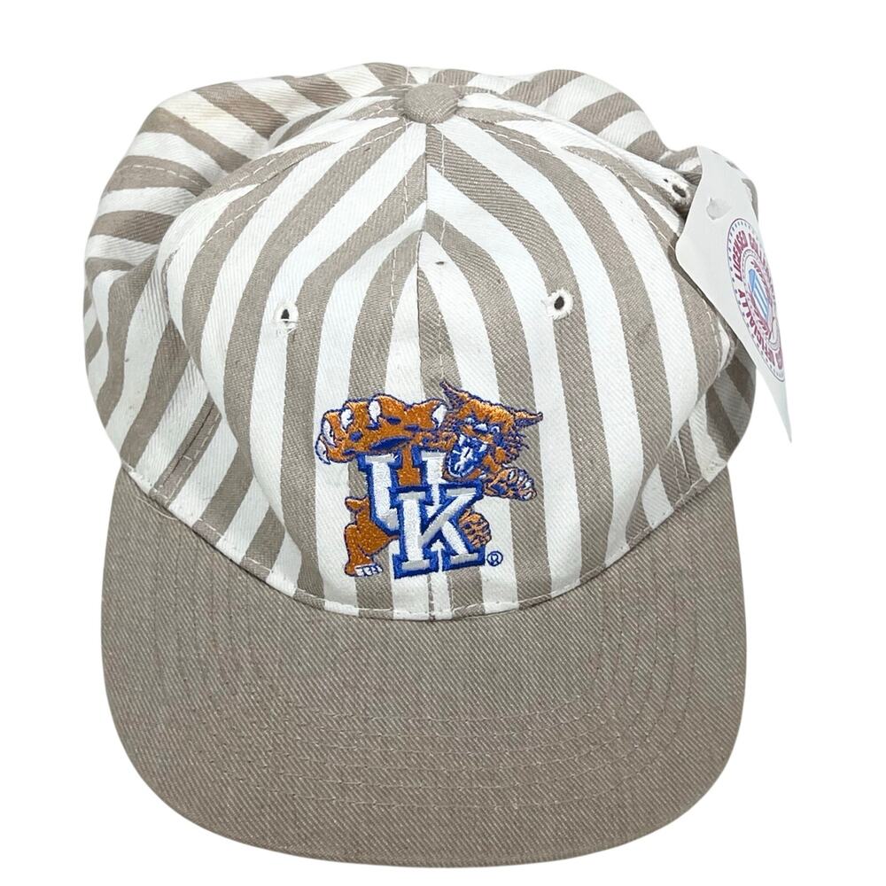 Vintage NCAA Kentucky Wildcats Snapback Kids Size Small Beige White Stripes New